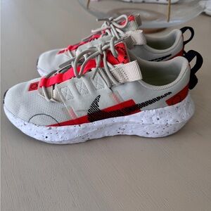 Nike Space Athletic Sneakers - Light Gray with Red Accents